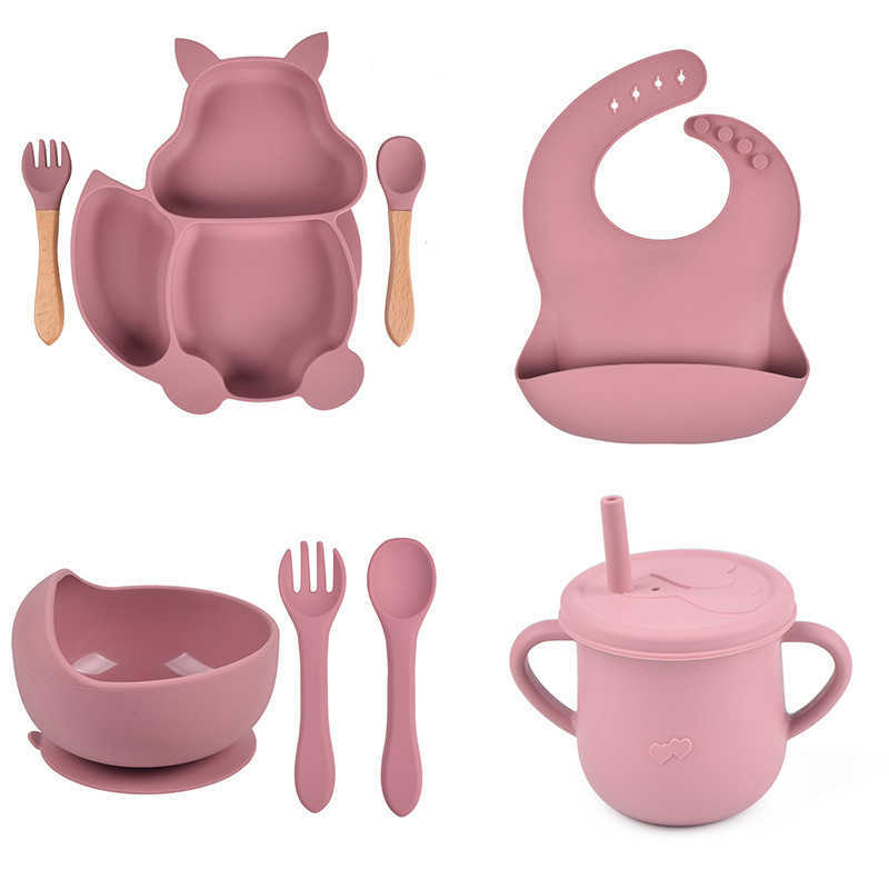 Cups Dishes Utensils 8PCS/Set Baby Silicone Sucker Bowl Plate Cup Bibs Spoon Fork Sets Children Non-slip Tableware Baby Feeding Dishes BPA Free AA230413
Cups Dishes Utensils 8PCS/Set Baby Silicone Sucker Bowl Plate Cup Bibs Spoon Fork Sets Children Non-slip Tableware Baby Feeding Dishes BPA Free AA230413
