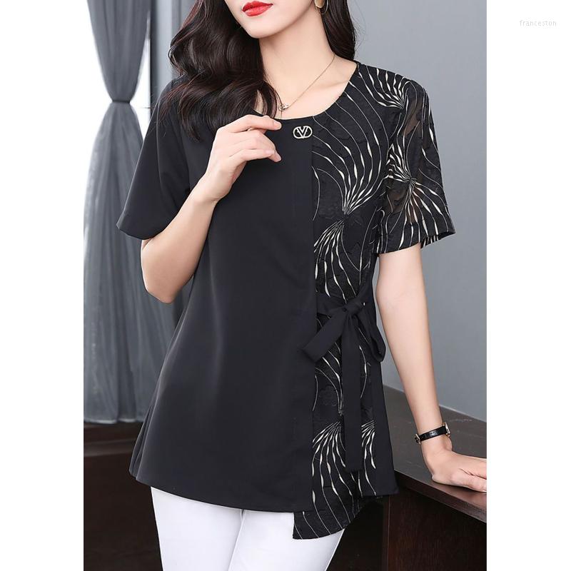 Women's Blouses Elegant Lace Up Print Patchwork Irregular Tunic Tops For Women 2023 Summer Fashion Commute Short Sleeve Loose Shirts, Black
Women's Blouses Elegant Lace Up Print Patchwork Irregular Tunic Tops For Women 2023 Summer Fashion Commute Short Sleeve Loose Shirts, Black