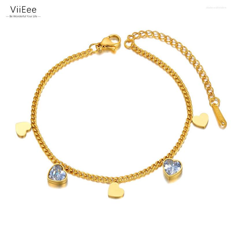 Charm Bracelets ViiEee Trendy Stainless Steel Heart Shape CZ Crystal For Women 18K Gold Plated Bohemia Chain Bracelet VB22081
Charm Bracelets ViiEee Trendy Stainless Steel Heart Shape CZ Crystal For Women 18K Gold Plated Bohemia Chain Bracelet VB22081