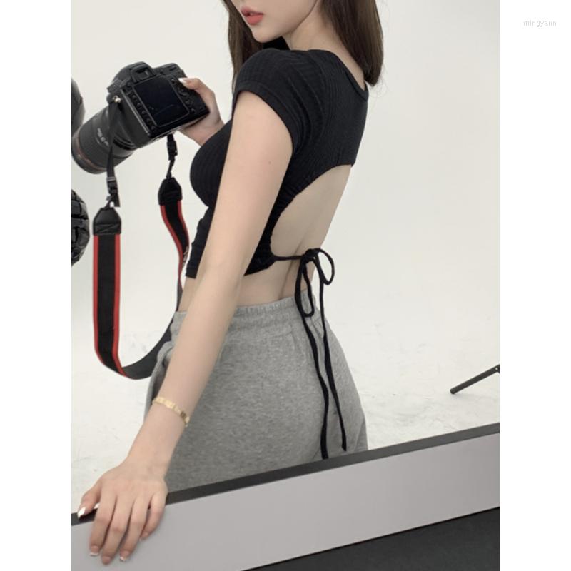Women's T Shirts Korean Style Drawstring Sexy Short-sleeved T-shirt Women's 2023 Summer Backless Chic Design Niche Short Tops, Black
Women's T Shirts Korean Style Drawstring Sexy Short-sleeved T-shirt Women's 2023 Summer Backless Chic Design Niche Short Tops, Black