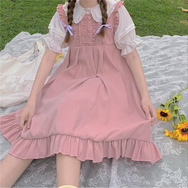 Casual Dresses Kawaii Summer Dress Pink Sweet Lolita Japanese Preppy Style Ruffle Short Cute Vintage Sundresses Women Sleeveless DD647, Blue
Casual Dresses Kawaii Summer Dress Pink Sweet Lolita Japanese Preppy Style Ruffle Short Cute Vintage Sundresses Women Sleeveless DD647, Blue