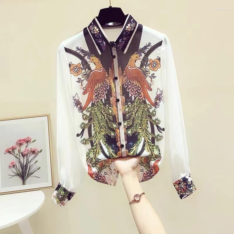 Women' Blouses Retro Printed Chiffon Shirt Women' 2023 Autumn Design Floral Top Blouse Camisas, White
Women' Blouses Retro Printed Chiffon Shirt Women' 2023 Autumn Design Floral Top Blouse Camisas, White