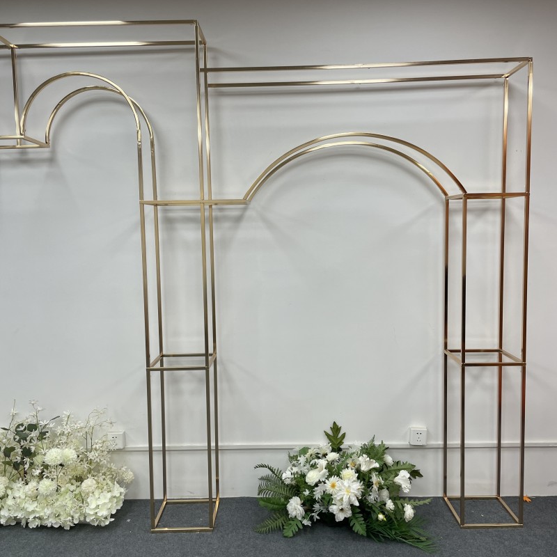 9PCS Wedding Decoration Metal Stand Props Hall Screen Background Frame Column Backdrop Arch Flower Rack Welcome Sign Graduation Scene Floral Wall Back