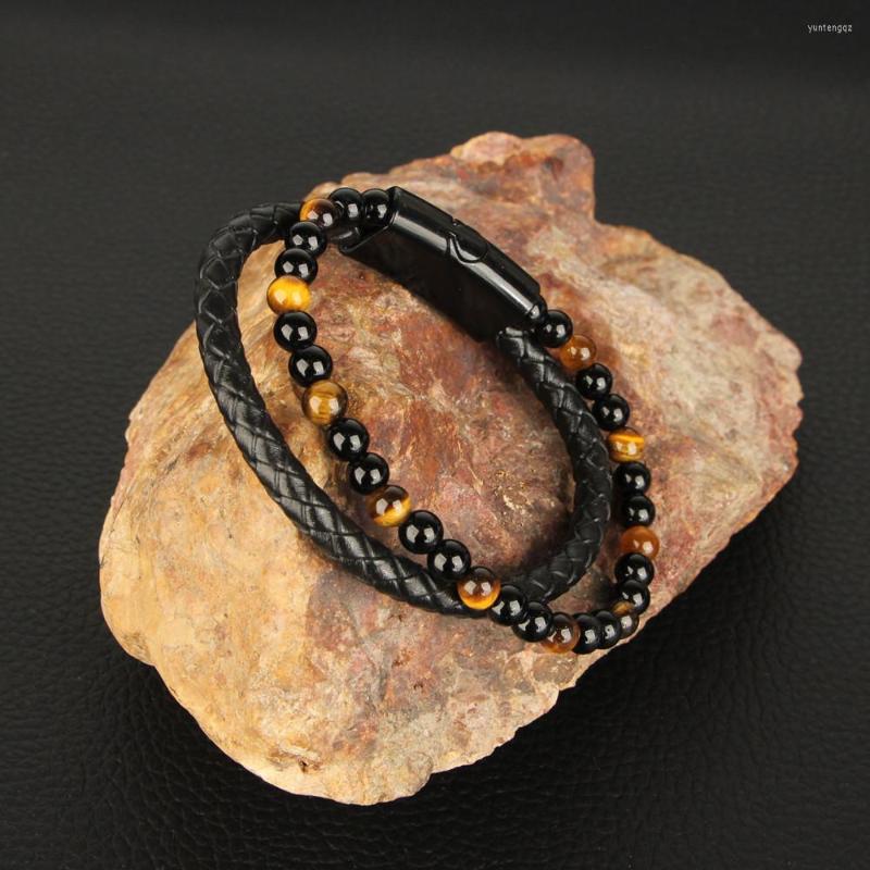 Charm Bracelets Hand-woven Natural Stone Beaded Leather Necklace With Alloy Cord Tiger Eye Men Bracelet And Lava Handmade Jewelry
Charm Bracelets Hand-woven Natural Stone Beaded Leather Necklace With Alloy Cord Tiger Eye Men Bracelet And Lava Handmade Jewelry