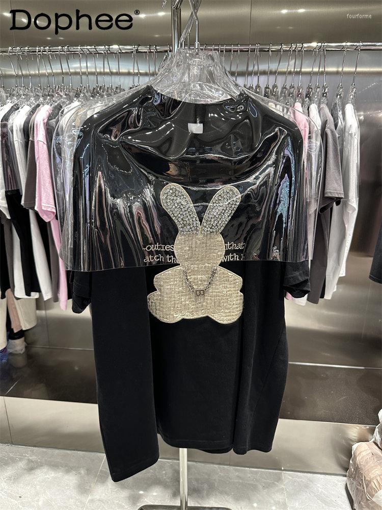 Women's T Shirts Heavy Embroidery Drilling Cute Cartoon T-shirt Women Top 2023 Summer Loose Mid-Length Cotton Short Sleeve Shirt Female, Black
Women's T Shirts Heavy Embroidery Drilling Cute Cartoon T-shirt Women Top 2023 Summer Loose Mid-Length Cotton Short Sleeve Shirt Female, Black