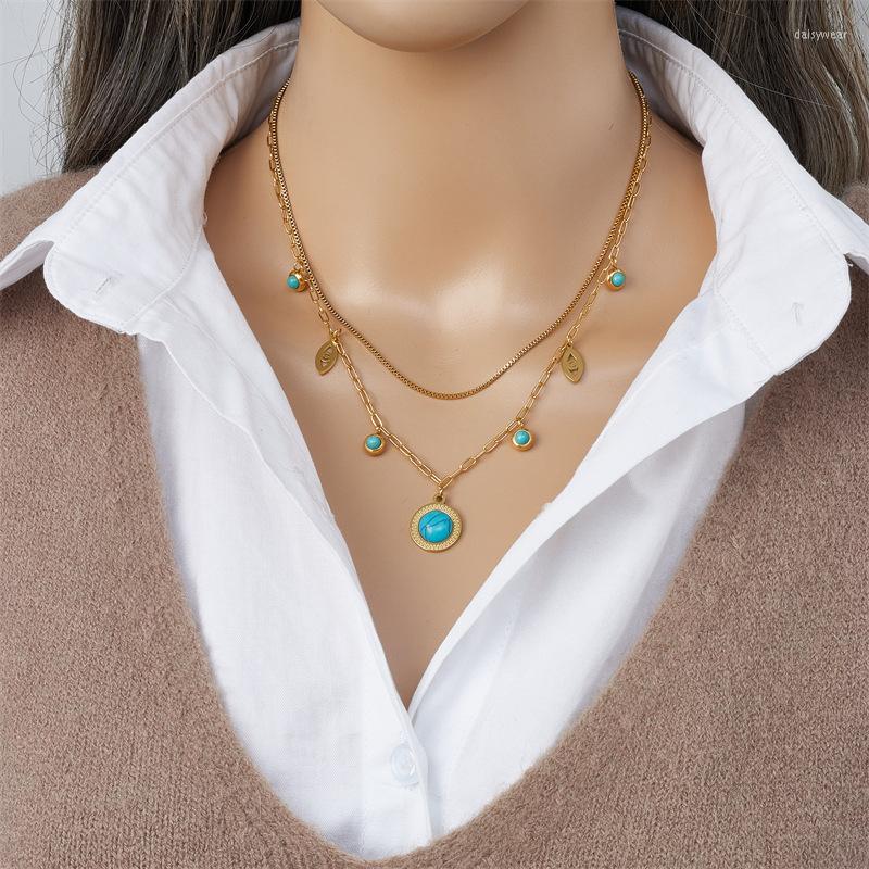 Pendant Necklaces 316L Stainless Steel Fashion Fine Jewelry Round Stone Eye Shape Charm 2-Layer Chain Choker Pendants For Women
Pendant Necklaces 316L Stainless Steel Fashion Fine Jewelry Round Stone Eye Shape Charm 2-Layer Chain Choker Pendants For Women
