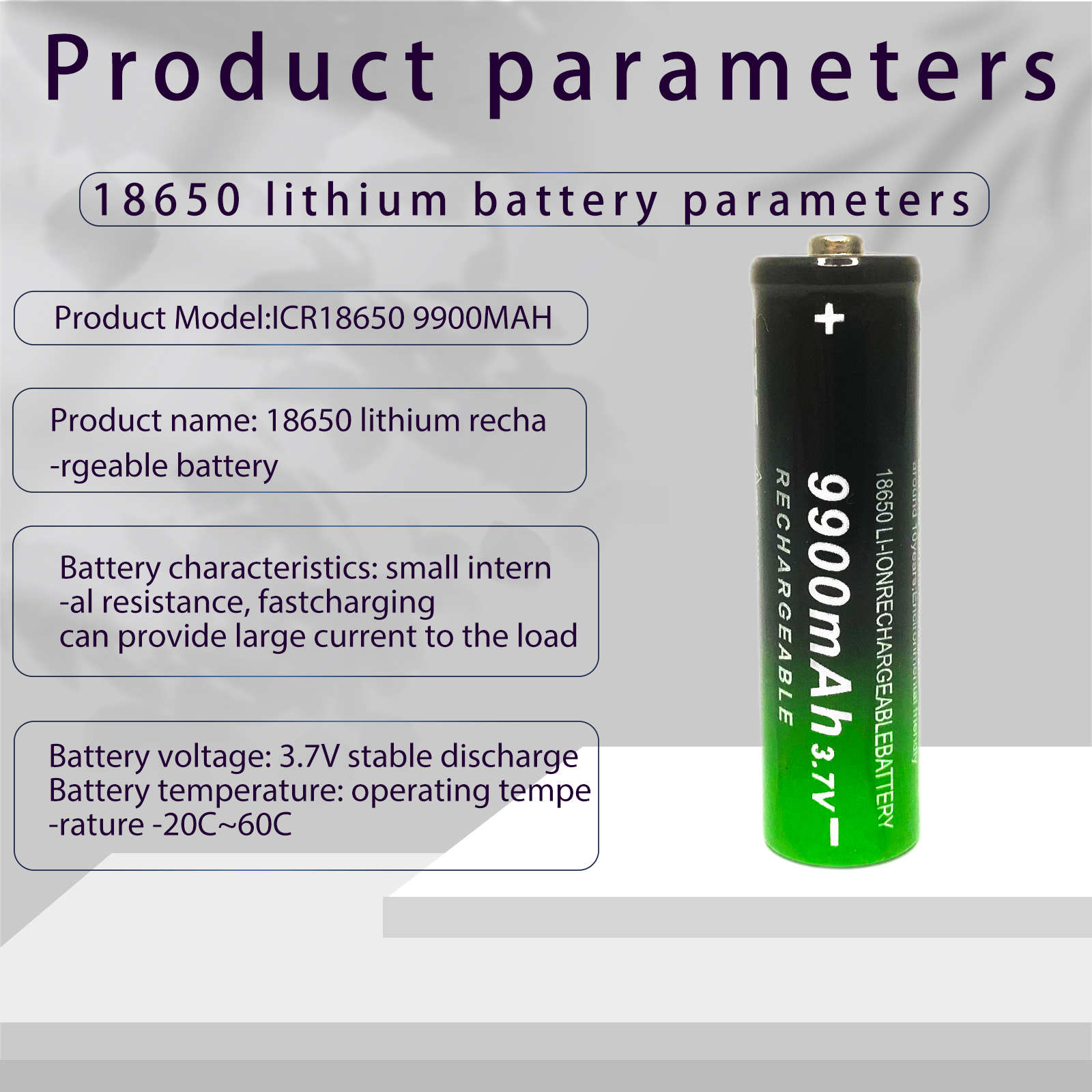 8 PCS 18650 Battery of 9900mAh Rechargeable Batteries Button Top 3.7V 20A, Storage Holder Case for Camera Doorbell, Flashlight, Headlamp, Electronic D