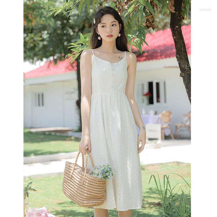 Casual Dresses French Chic Style Summer Dress Sweet Mori Girl Embroidered Lace Cotton Midi Suspender Princess Women Vestidos Para Grados, White
Casual Dresses French Chic Style Summer Dress Sweet Mori Girl Embroidered Lace Cotton Midi Suspender Princess Women Vestidos Para Grados, White