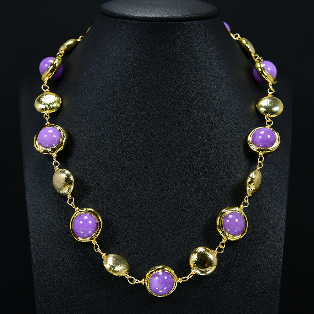 Beaded Necklaces Purple Round Jade Gold Plated Brushed Coin Beads Necklace 18'' Four Seasons Chocker Necklace Handmade Women Gifts
Beaded Necklaces Purple Round Jade Gold Plated Brushed Coin Beads Necklace 18'' Four Seasons Chocker Necklace Handmade Women Gifts