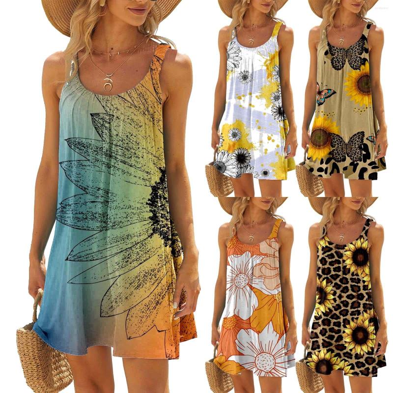Casual Dresses Women Summer Fashion Beach Vacation Round Neck Sleeveless Sunflower Gradient Print Dress, Blue
Casual Dresses Women Summer Fashion Beach Vacation Round Neck Sleeveless Sunflower Gradient Print Dress, Blue