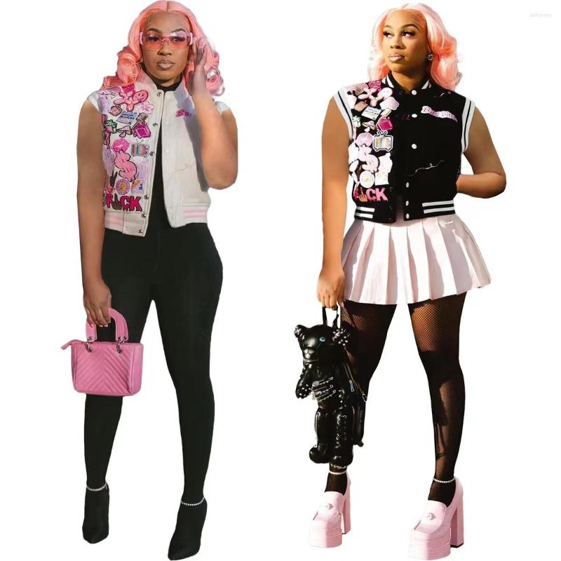 Women' Jackets Fashion Summer 2023 Women' Clothing Sleeveless Crop Varsity Print Pattern Patchwork Letterman Baseball, Beige
Women' Jackets Fashion Summer 2023 Women' Clothing Sleeveless Crop Varsity Print Pattern Patchwork Letterman Baseball, Beige