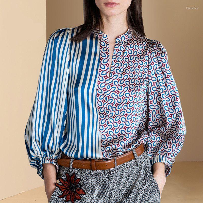 Women' Blouses Spring Printing Patchwork Striped Shirt Tops Ladies V Neck Long Sleeve Loose Vintage Fashion Women Clothing, Blue
Women' Blouses Spring Printing Patchwork Striped Shirt Tops Ladies V Neck Long Sleeve Loose Vintage Fashion Women Clothing, Blue