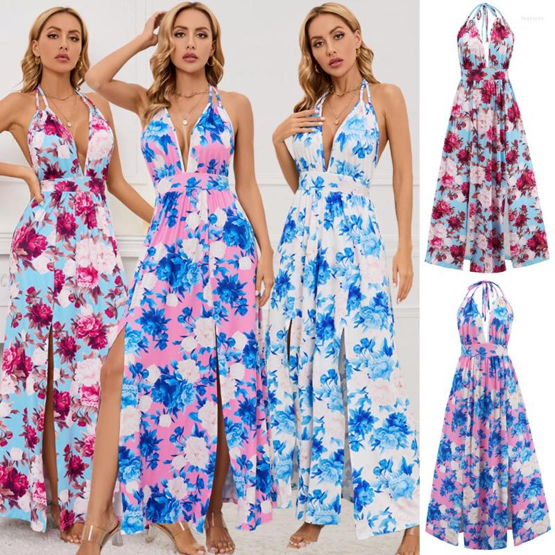Casual Dresses Witbuy Boho Printed Female Summer Neck-mounted Maxi Dress Deep V Neck Backless Elastic Waist Sleeveless Beach Sundress For, Blue
Casual Dresses Witbuy Boho Printed Female Summer Neck-mounted Maxi Dress Deep V Neck Backless Elastic Waist Sleeveless Beach Sundress For, Blue