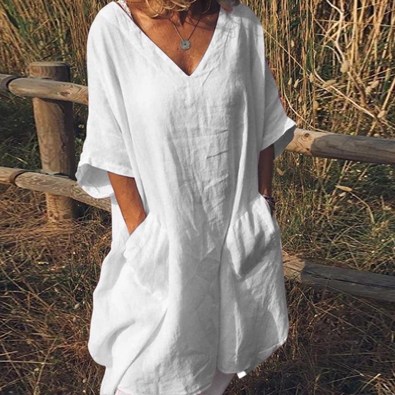 Casual Dresses Women Summer Cotton Linen Dress With Pocket Solid Color Short Sleeve Loose Oversized Boho Beach Sundress Holiday Vestido, Pink
Casual Dresses Women Summer Cotton Linen Dress With Pocket Solid Color Short Sleeve Loose Oversized Boho Beach Sundress Holiday Vestido, Pink