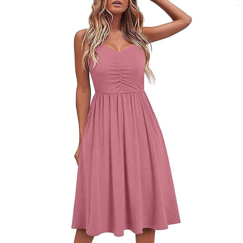 Casual Dresses Rufflies Spaghetti Strap Dress Solid Color Sleeveless V-neck Women Sexy Streetwear Bohemian Vacation Sundress Vestidos, Blue
Casual Dresses Rufflies Spaghetti Strap Dress Solid Color Sleeveless V-neck Women Sexy Streetwear Bohemian Vacation Sundress Vestidos, Blue