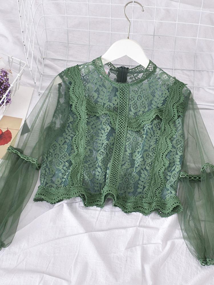 Women's Blouses Arrival Ladies Mesh Lace Hook Flower Lantern Sleeve Loose Retro Short Pullover Blouse Shirts Women Fashion Cute Voile Suits, Green
Women's Blouses Arrival Ladies Mesh Lace Hook Flower Lantern Sleeve Loose Retro Short Pullover Blouse Shirts Women Fashion Cute Voile Suits, Green
