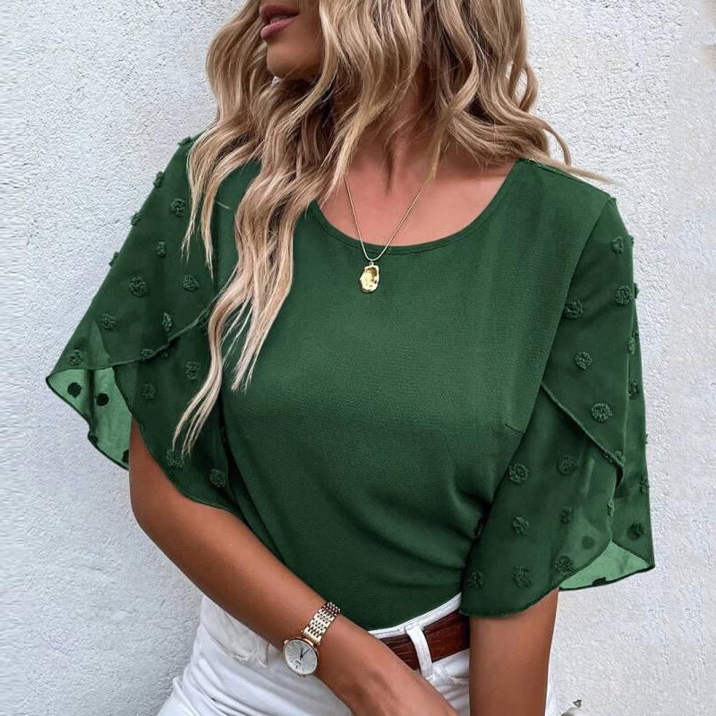 Women' Blouses Elegant Petal Short Sleeve Summer Blouse Casual Chiffon Fashion O Neck Women Loose Tops Mujer Office Shirts Ladies Clothes, Burgundy
Women' Blouses Elegant Petal Short Sleeve Summer Blouse Casual Chiffon Fashion O Neck Women Loose Tops Mujer Office Shirts Ladies Clothes, Burgundy
