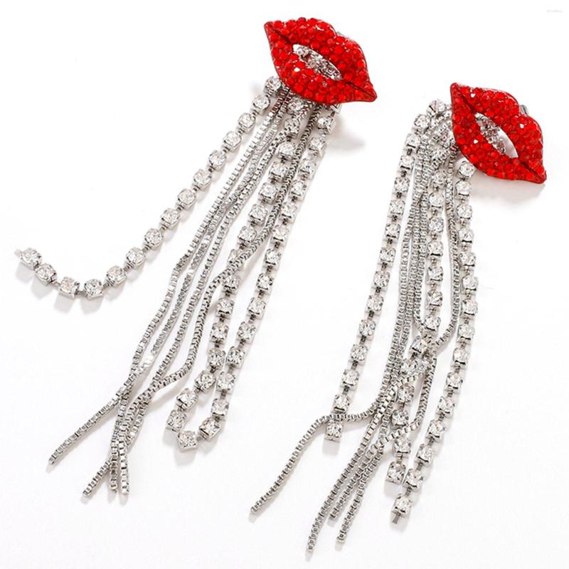Dangle Earrings Trendy Shiny Full Crystal Red Lip Long Tassel Drop Earring Vintage Rhinestone Chain For Women Party Jewelry
Dangle Earrings Trendy Shiny Full Crystal Red Lip Long Tassel Drop Earring Vintage Rhinestone Chain For Women Party Jewelry