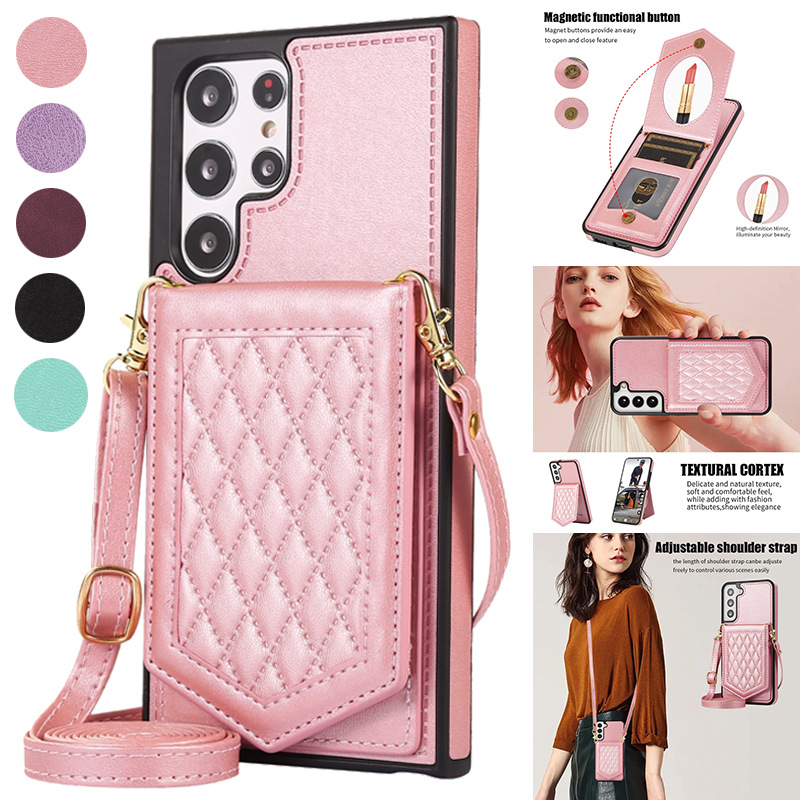 Crossbody Wallet Magnetic Phone Case For Samsung galaxy S24 S23 Ultra S22 Plus S21 S20 FE A54 A53 A52 A13 Note20 Ultra PU Leather Card Slots Pocket Ki