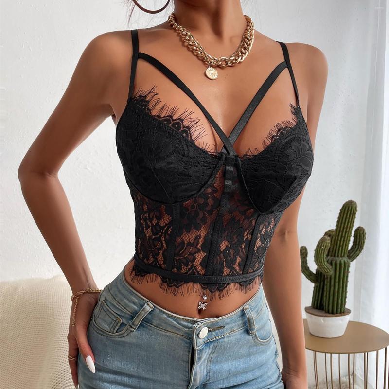 Camisoles & Tanks Gothic Lace Summer Crop Tops Sexy Spaghetti Straps Corset See Through Tank For Women Camisole Bustier Top Underwear, Black
Camisoles & Tanks Gothic Lace Summer Crop Tops Sexy Spaghetti Straps Corset See Through Tank For Women Camisole Bustier Top Underwear, Black