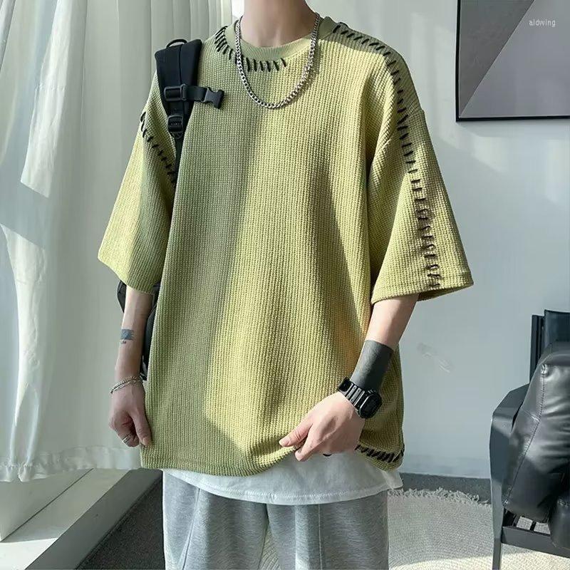 Men's T Shirts T-shirt Men's Short Sleeves Loose Summer Trendy Brand Crewneck Waffle Top Hip Hop Trend Oversized Mens Tee Shirt, Bk
Men's T Shirts T-shirt Men's Short Sleeves Loose Summer Trendy Brand Crewneck Waffle Top Hip Hop Trend Oversized Mens Tee Shirt, Bk