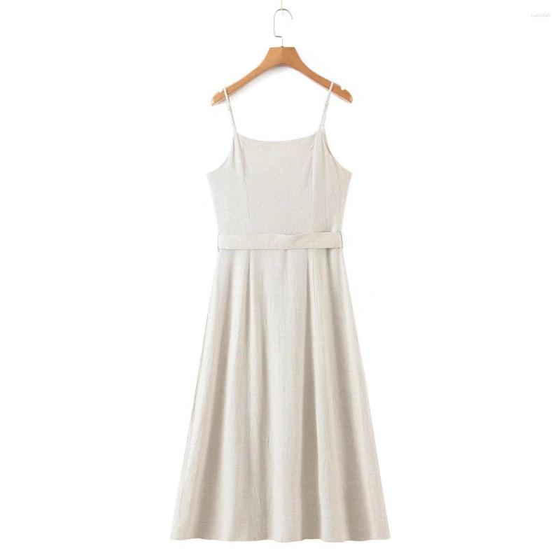 Casual Dresses C Women's Solid Color Belt Sleeveless Female Beach Dress Cotton Linen, Beige
Casual Dresses C Women's Solid Color Belt Sleeveless Female Beach Dress Cotton Linen, Beige