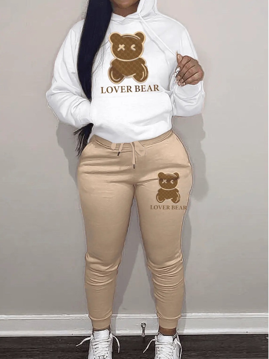Women's Two Piece Pants LW Set Cartoon Letter Print Tracksuit Long Sleeve Drawstring Pullover Hoodies Top Sweat Jogger Suits 230414, Burgundy 
Women's Two Piece Pants LW Set Cartoon Letter Print Tracksuit Long Sleeve Drawstring Pullover Hoodies Top Sweat Jogger Suits 230414, Burgundy