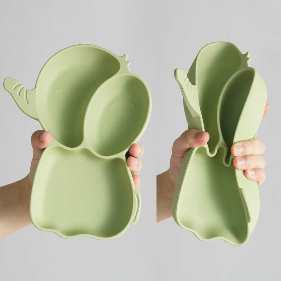 Cups Dishes Utensils 4/6/8 PCS Baby Silicone Children's Tableware Waterproof Bib Kawaii Elephant Feeding Dishes Plate Suction Bowl Sippy Cup Spoo