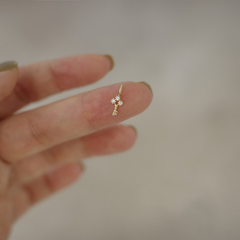 Delicate 925 Sterling Silver 14K Gold Key Pendant Necklace Light Luxury Mini Clavicle Chain Women Party