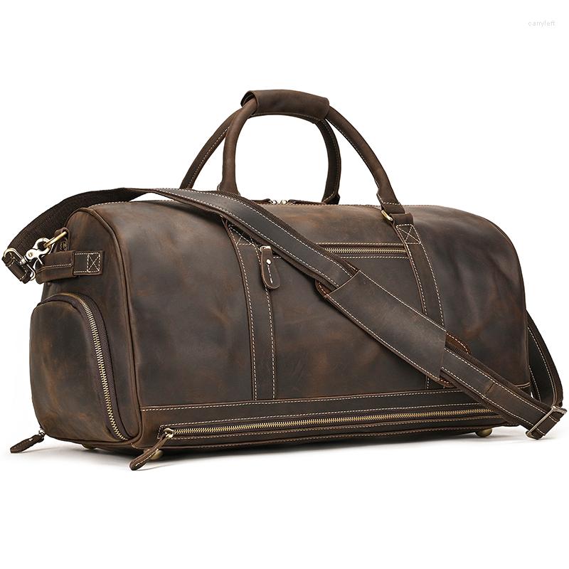 Duffel Bags Men's Travelling Bag Genuine Leather Luxury Fashion Style Travel Handbag Carry On Luggage With Shoe Compartment Male, Light brown
Duffel Bags Men's Travelling Bag Genuine Leather Luxury Fashion Style Travel Handbag Carry On Luggage With Shoe Compartment Male, Light brown
