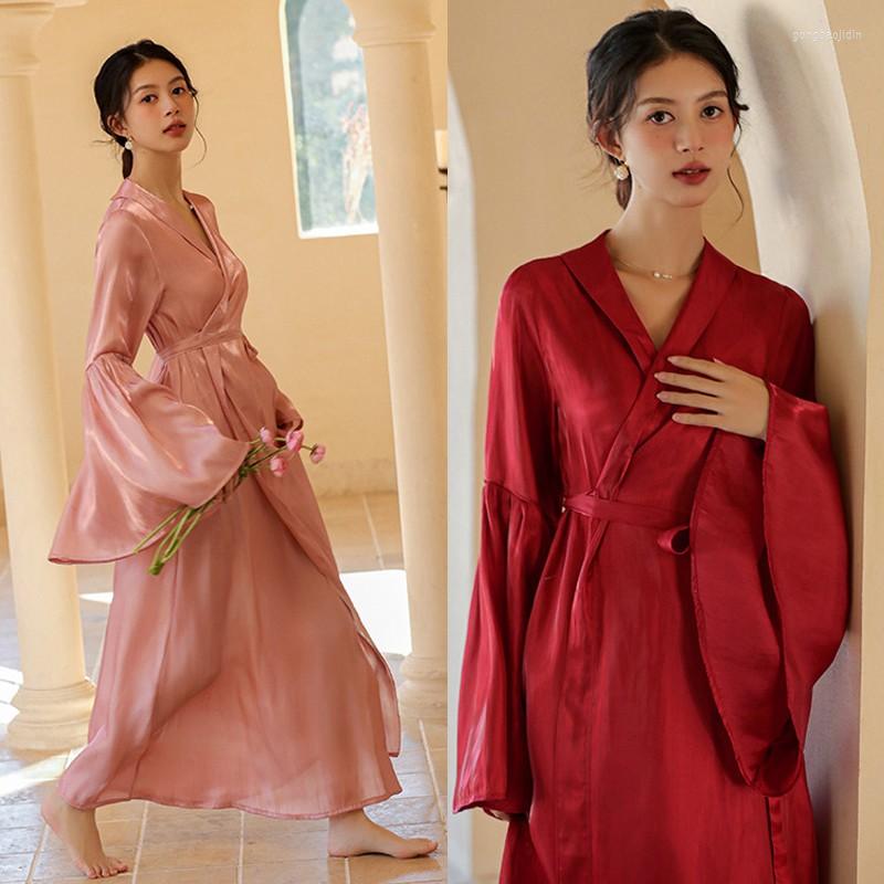 Women's Sleepwear Women Pagoda Sleeve Home Dressing Gown Intimate Lingerie Rayon Bride Wedding Robe Nightwear Casual Kimono Bathrobe, Burgundy
Women's Sleepwear Women Pagoda Sleeve Home Dressing Gown Intimate Lingerie Rayon Bride Wedding Robe Nightwear Casual Kimono Bathrobe, Burgundy
