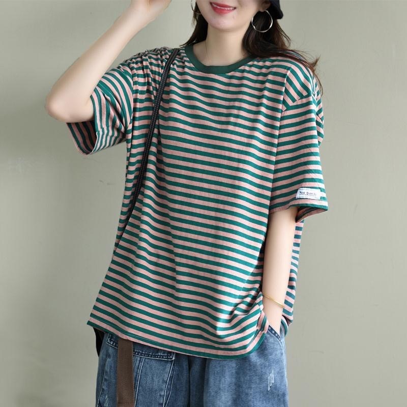 Women's T-Shirt Summer Fashion T Shirt Woman O Neck Short Sleeve T-shirt Woman Korean Style Shirt Women Shirts 230414, Green striped
Women's T-Shirt Summer Fashion T Shirt Woman O Neck Short Sleeve T-shirt Woman Korean Style Shirt Women Shirts 230414, Green striped