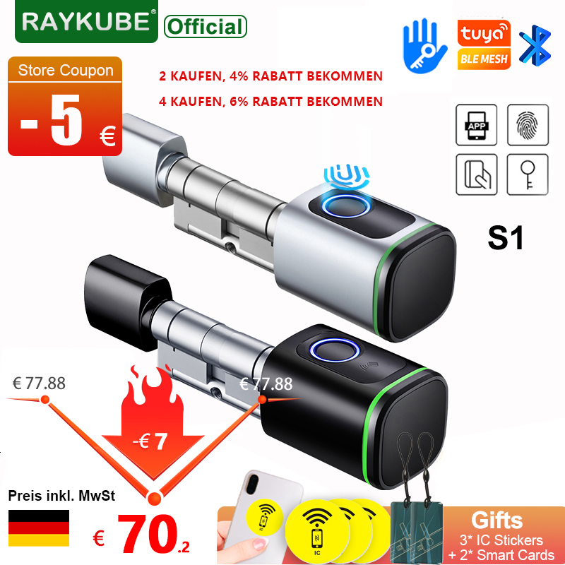 Smart Lock RAYKUBES1 Tuya BLE TT Electronic Door with DIY Cylinder Core Fingerprint APP Keys IC Card Unlock for Home el 230414
Smart Lock RAYKUBES1 Tuya BLE TT Electronic Door with DIY Cylinder Core Fingerprint APP Keys IC Card Unlock for Home el 230414