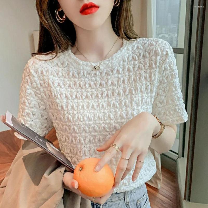 Women' T Shirts White Short Sleeve T-shirt Women' Korean Style Summer All-match Loose Hollow Lace Shirt Tops Ladies Solid Color Simple, Blue
Women' T Shirts White Short Sleeve T-shirt Women' Korean Style Summer All-match Loose Hollow Lace Shirt Tops Ladies Solid Color Simple, Blue