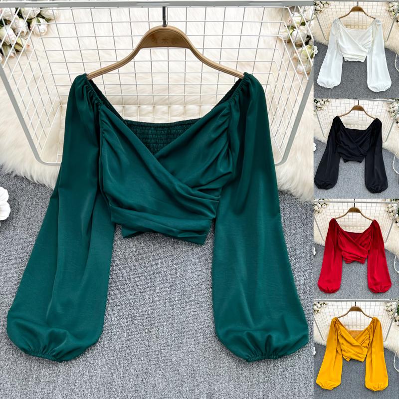 Women's Blouses 2023 Spring Summer V-neck Women Plain Sexy Elastic Long Sleeve Puff Ladies Chic Ruched Crop Tops Female, White
Women's Blouses 2023 Spring Summer V-neck Women Plain Sexy Elastic Long Sleeve Puff Ladies Chic Ruched Crop Tops Female, White
