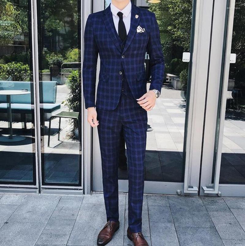 Men's Suits Mens Wedding Blue Slim Fit 3 Piece Checked Single Breasted Vintage Fashion 
Men's Suits Mens Wedding Blue Slim Fit 3 Piece Checked Single Breasted Vintage Fashion