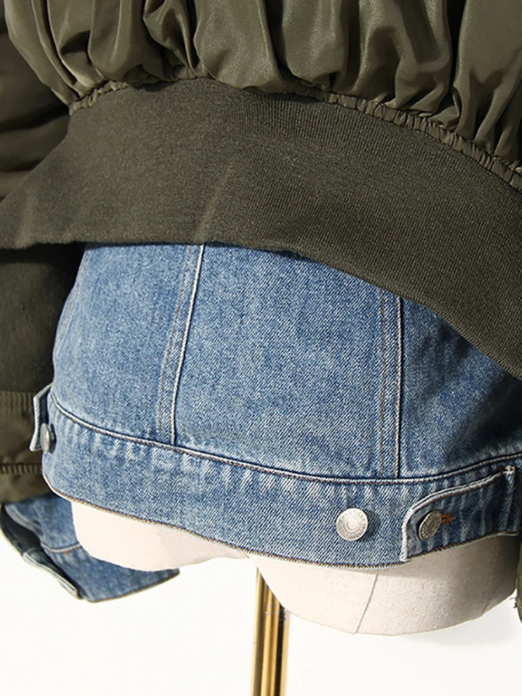 Women's Jackets DEAT Autumn And Winter Fashion Turn-down Collar European Style Loose Patchwork Denim Cotton Woman jackets 7Z249 231114