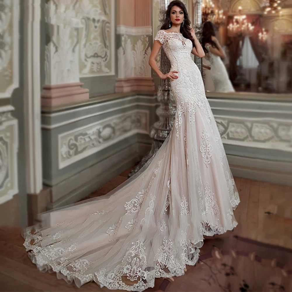Lace Mermaid Wedding Sweetheart Ruffle Royal Sweep Train Bride Dress Beading Plus Size Formal Bridal Gown Robes Mariee Vestidos De Fiesta 403