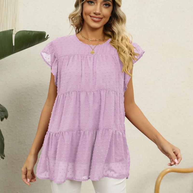 Women's Blouses Summer Tops O Neck Chiffon Shirt Women Casual Loose Short Sleeve Pullover Blouse Fashion Jacquard Clothes Blusas 25107, Light purple
Women's Blouses Summer Tops O Neck Chiffon Shirt Women Casual Loose Short Sleeve Pullover Blouse Fashion Jacquard Clothes Blusas 25107, Light purple