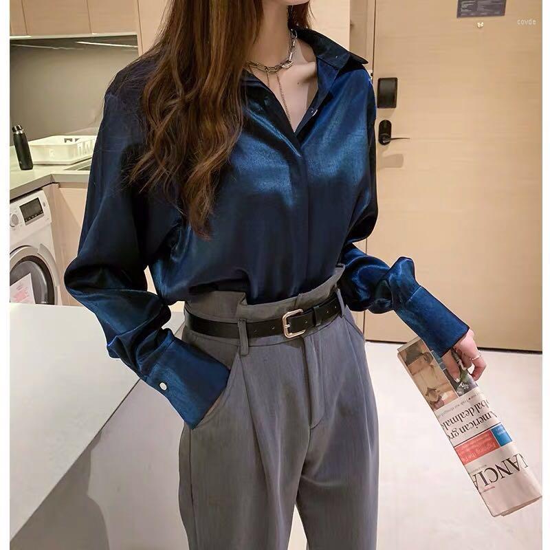Women's Blouses Satin Shirt For Women Summer 2023 In Solid Casual Loose Korean Fashion Long Sleeve Top Turn-down Collar, Beige
Women's Blouses Satin Shirt For Women Summer 2023 In Solid Casual Loose Korean Fashion Long Sleeve Top Turn-down Collar, Beige