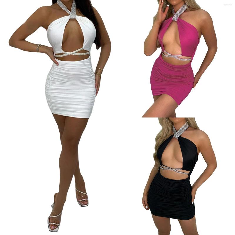 Casual Dresses Women Party Halterneck Dress Patchwork Hollow Out Open Back Bodycon Ruched OnePiece For Ladies Black/White/Rose Red
Casual Dresses Women Party Halterneck Dress Patchwork Hollow Out Open Back Bodycon Ruched OnePiece For Ladies Black/White/Rose Red