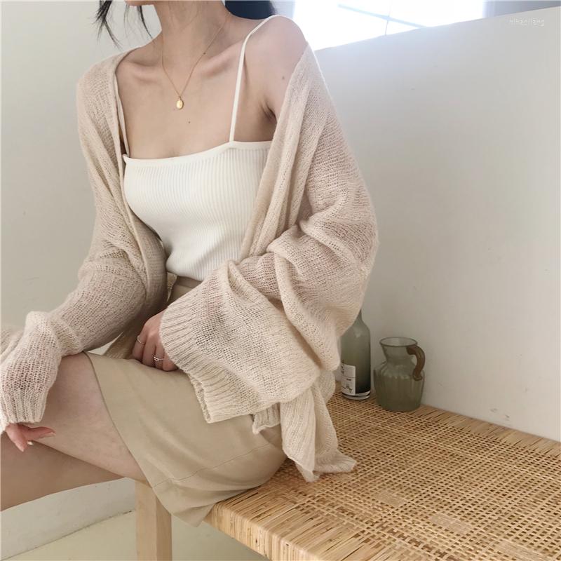 Women's Knits Vintage Chic Women Summer Thin Ice Silk Cardigans Korean Long Sleeve Knitted Cardigan Lady V Neck Shawl Sweater Sunscreen, White
Women's Knits Vintage Chic Women Summer Thin Ice Silk Cardigans Korean Long Sleeve Knitted Cardigan Lady V Neck Shawl Sweater Sunscreen, White