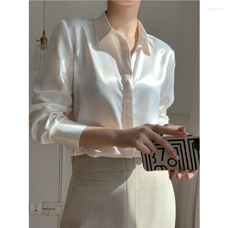 Women' Blouses Women' Single Button Shirts Satin Blouse Female Long Sleeve Shirt Ladies Solid Pullover Tops Blusas Ropa De Mujer G289, White
Women' Blouses Women' Single Button Shirts Satin Blouse Female Long Sleeve Shirt Ladies Solid Pullover Tops Blusas Ropa De Mujer G289, White