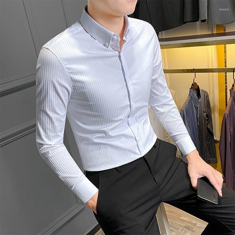 Men's Casual Shirts Autumn 2023 Korean Fashion Button Down Blouse Men Design Brand Slim Fit Man Tops Long Sleeve Striped T10, White
Men's Casual Shirts Autumn 2023 Korean Fashion Button Down Blouse Men Design Brand Slim Fit Man Tops Long Sleeve Striped T10, White