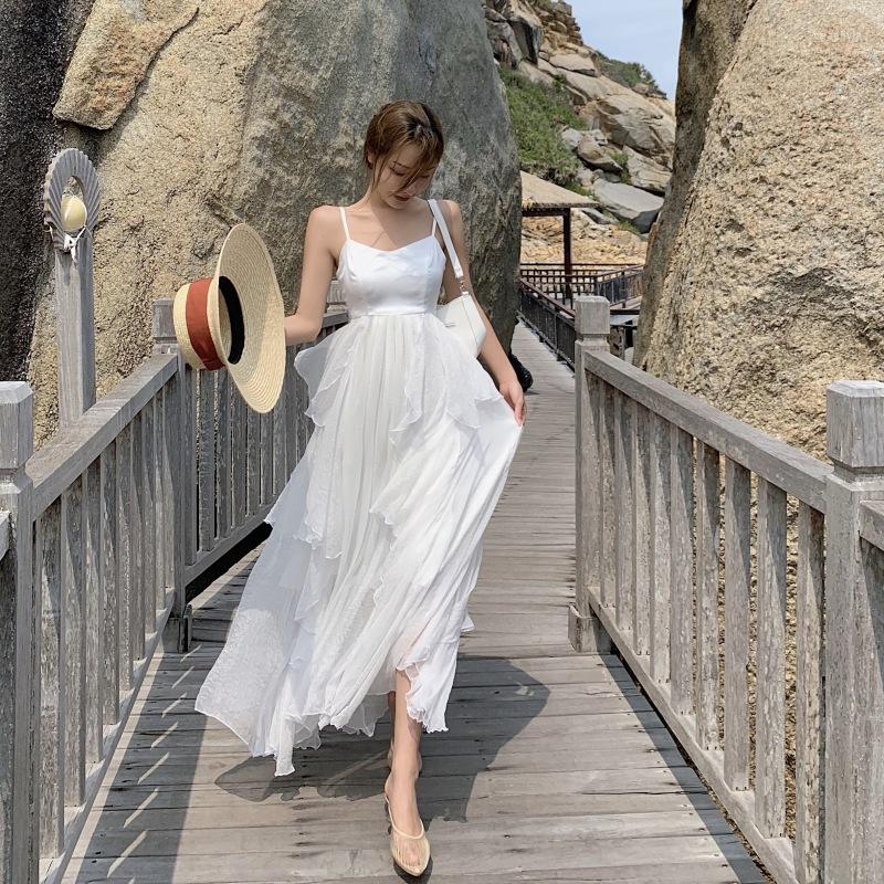 Casual Dresses Summer Vacation Beach Dress For Women Fashion Sexy Spaghetti Strap Gowns Elegant Solid Color Long Style Ladies Clothes, White
Casual Dresses Summer Vacation Beach Dress For Women Fashion Sexy Spaghetti Strap Gowns Elegant Solid Color Long Style Ladies Clothes, White
