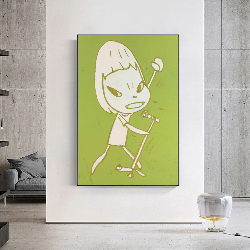 Art Canvas Art Print Yoshitomo Nara Sleepwalking Doll Singing Japan Painting Poster For Baby Kids Room Decor Unframed