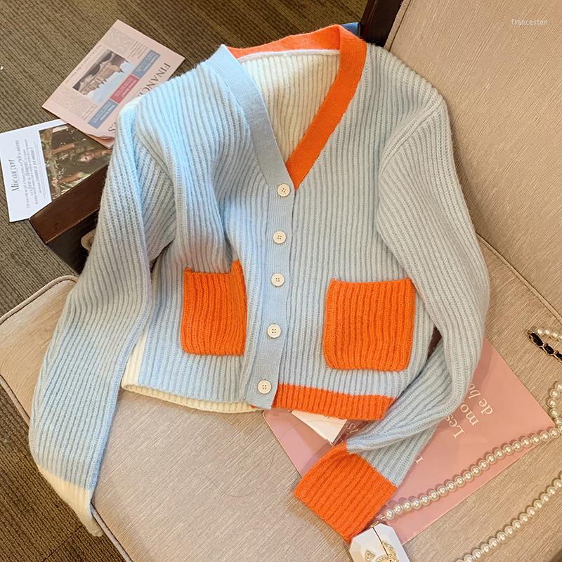 Women' Knits & Tees Korean Style Chic V Neck Color Contrast Sweater Women Vintage Elegant Loose Casual Knitted Cardigan Autumn Winter Jumpe, Sky blue
Women' Knits & Tees Korean Style Chic V Neck Color Contrast Sweater Women Vintage Elegant Loose Casual Knitted Cardigan Autumn Winter Jumpe, Sky blue