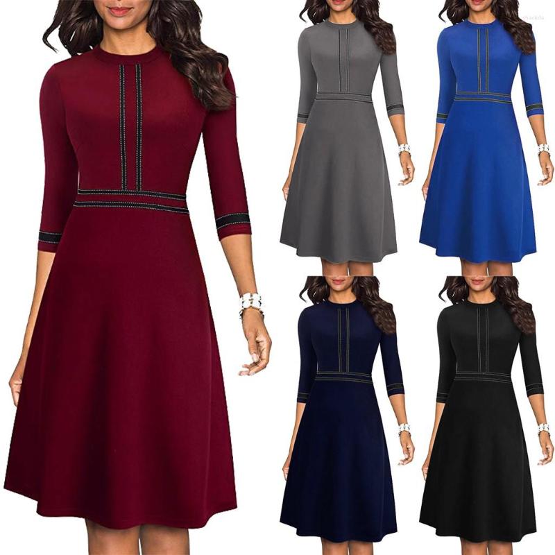 Casual Dresses Women Fashion Solid O-Neck Half Sleeve Stripe Splice Zipper Mini Vintage Swing Office A Line Party Elegant Patchwork Skate, Black
Casual Dresses Women Fashion Solid O-Neck Half Sleeve Stripe Splice Zipper Mini Vintage Swing Office A Line Party Elegant Patchwork Skate, Black