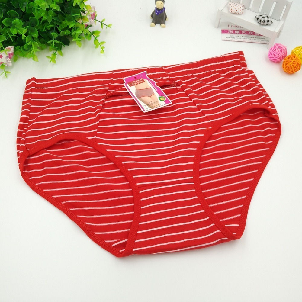 Women's Panties 10Pcs/lot ropa interior femenina Cotton Striped Zipper security Underwears Women Panties Plus Size 4XL lingerie women's brie