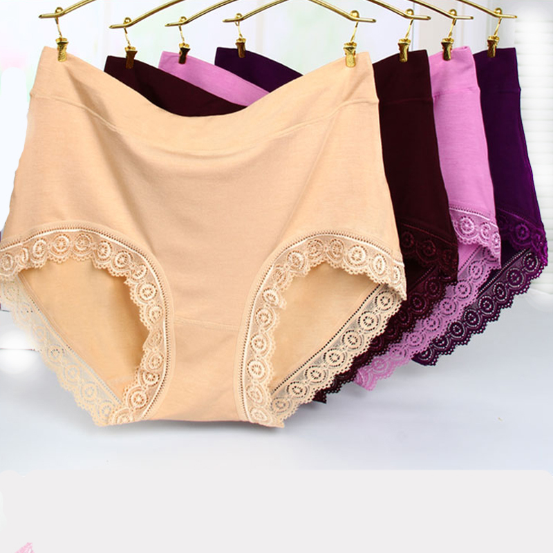 Women's Panties 193 roupas femininas Modal Panties High Waist Women Sexy Lace Underwear Womens Briefs Plus Size 4pcs/Lot 230414